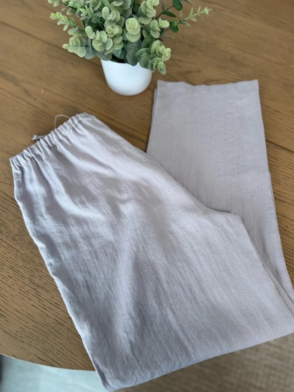 Pearl River Linen Blend Drawstring Wide Leg Pants Size M | Lavender Gray Relaxed